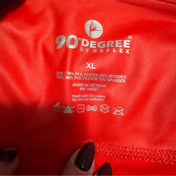 Bundle of 2- 90 Degree by Reflex Shiny Red & Blue Leggings. Size XL - Picture 3 of 6